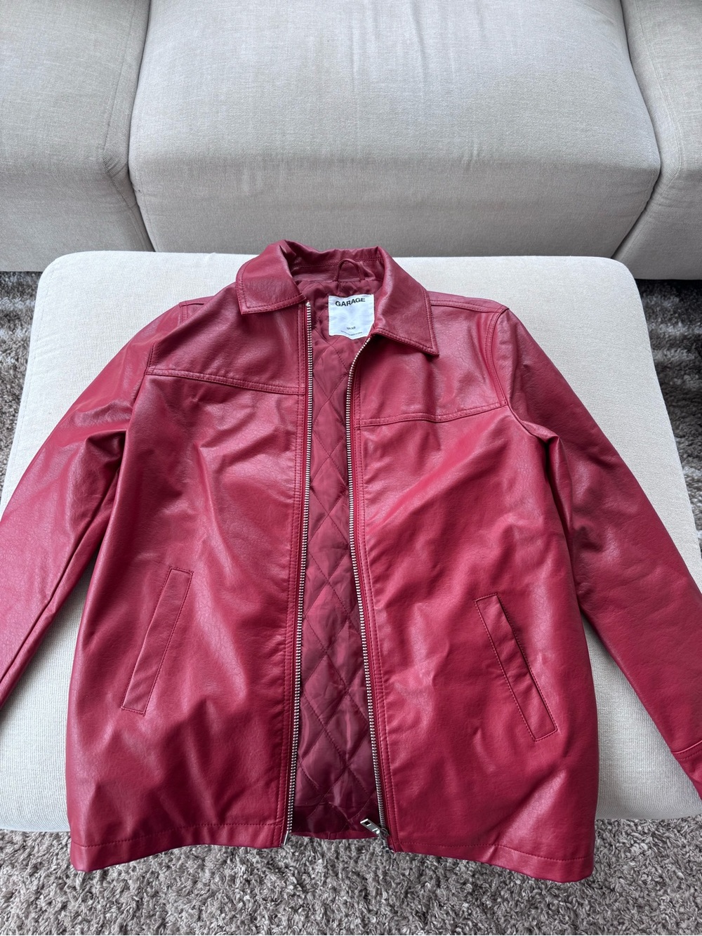 Garage Red Faux Leather Jacket - Women's